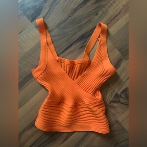 Orange V neck crop top